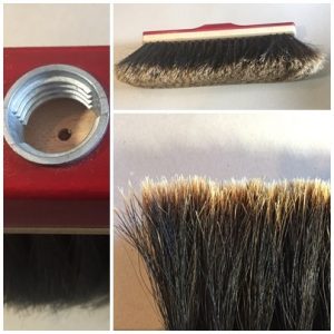 Stubenbesen rot lackiert, Roßhaar deluxe